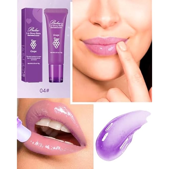 Balm MOISTURIZER LIP GLOWY BALM, HYDRATING & NOURISHING REPAIR SLEEPING LIP MASK, SHINE GLOSSY FINISH LIP OIL, DAY AND NIGHT SMOOTH CRACKED CHAPPED DRY LIPS, LIP CARE THERAPY TREATMENT FOR WOMEN-4#GRAPE - Image 3